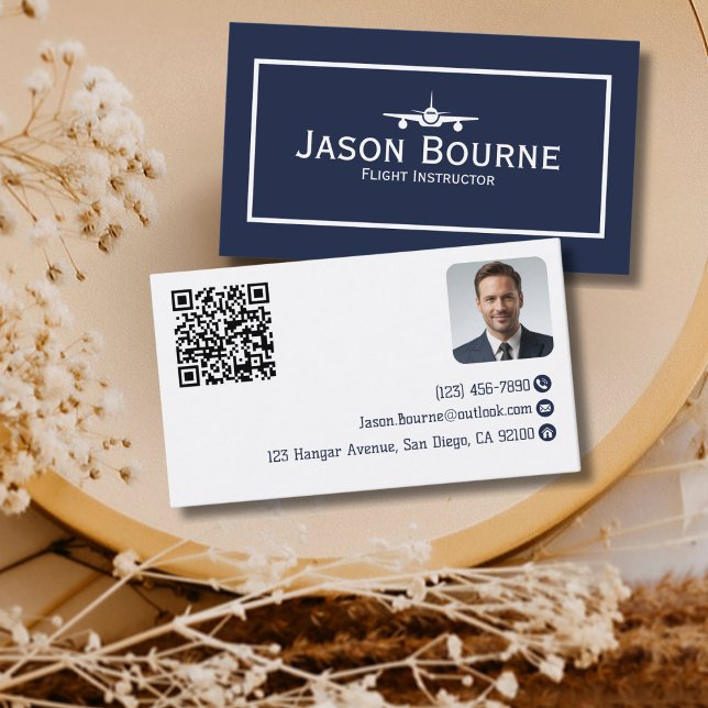 Professioneller Mitarbeiter-Foto-QR-Code Blau Luft Visitenkarte (Von Creator hochgeladen)