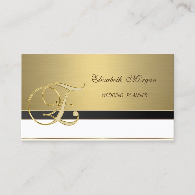 Professioneller moderner Luxus Elegant Golden Mono Visitenkarte (Vorderseite)