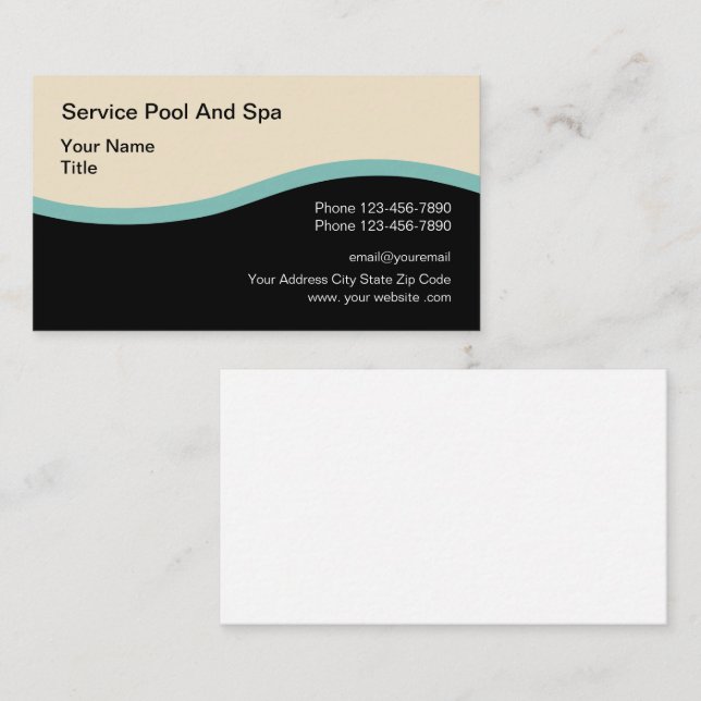 Professioneller moderner Poolservice Visitenkarte (Vorne/Hinten)