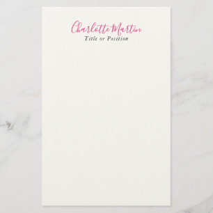 Professioneller Pink Weiß Manager Berater Chef Briefpapier