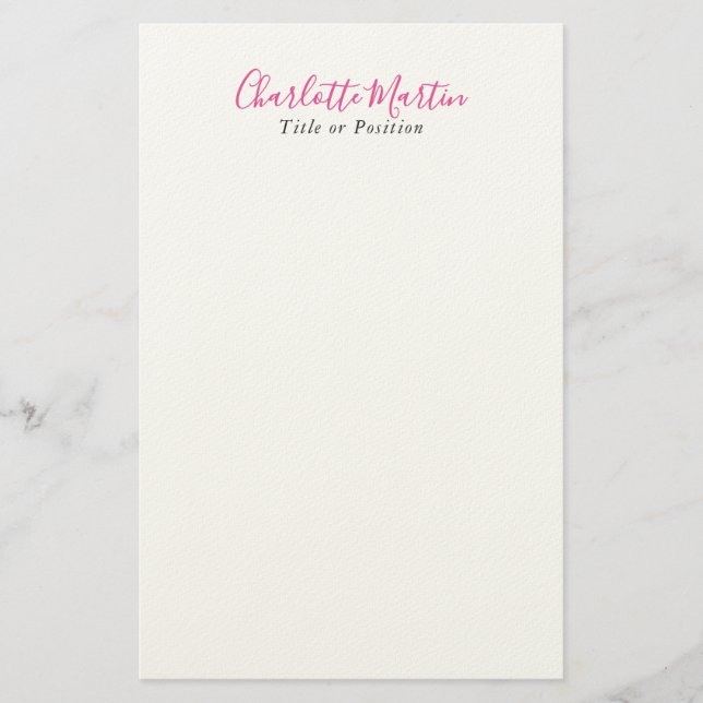 Professioneller Pink Weiß Manager Berater Chef Briefpapier (Vorderseite)