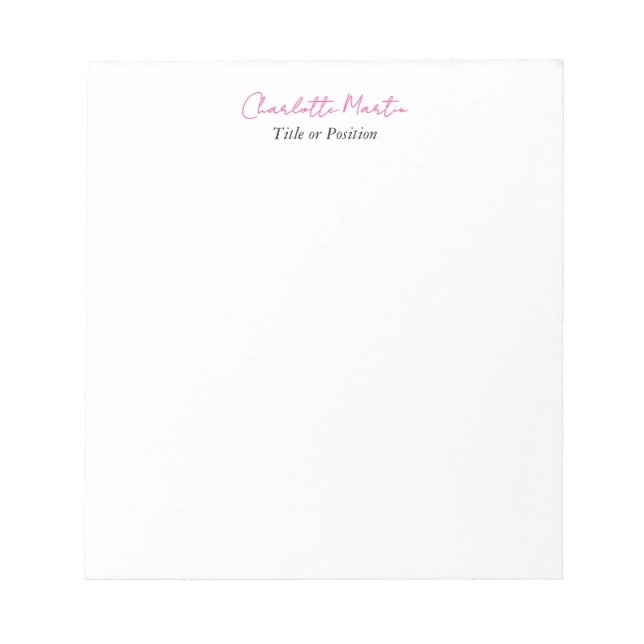 Professioneller Pink Weiß Manager Berater Chef Notizblock (Vorderseite)