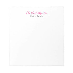 Professioneller Pink Weiß Manager Berater Chef Notizblock