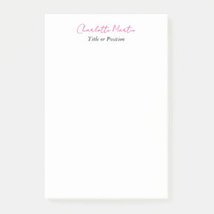 Professioneller Pink Weiß Manager Berater Chef Post-it Klebezettel