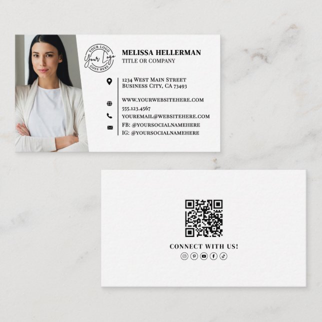 Professioneller QR-Code Foto Ihr Logo Visitenkarte (Vorne/Hinten)