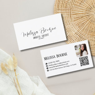 Professioneller QR-Code & Foto, modernes Schwarz & Visitenkarte