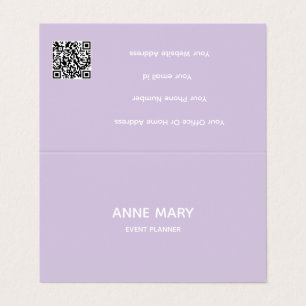 Professioneller QR-Code Lila Weiß Lavendel Violett Visitenkarten