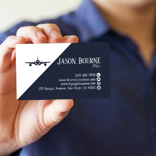 Professioneller QR-Code Luftfahrt Navy Blau Minima Visitenkarte