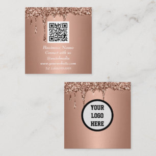 Professioneller QR-Code Pink Rosen Gold Glitter Quadratische Visitenkarte