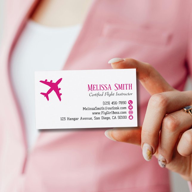 Professioneller QR-Code Rosa Fluglehrer Flugzeug Visitenkarte (Von Creator hochgeladen)