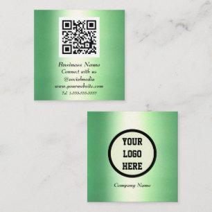 Professioneller QR-Code Smaragdgrün Metallisch Quadratische Visitenkarte