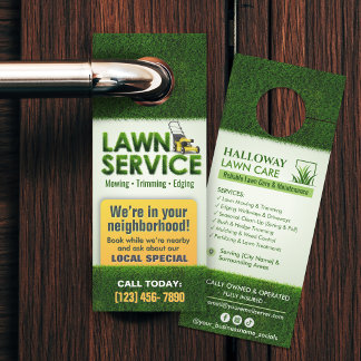 Professioneller Rasenpflege-Service-Flyer Türanhänger