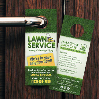 Professioneller Rasenpflege-Service-Flyer Türanhänger