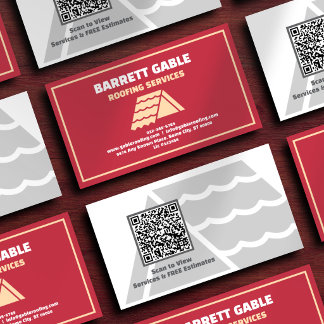 Professioneller roter Dachdecker-QR-Code Visitenkarte