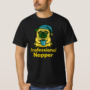 Professioneller Schläfer Sleepy Pug Hund Cartoon-D T-Shirt