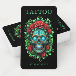 Professioneller Tattoo-Künstler Floral Skull Tatto Visitenkarte
