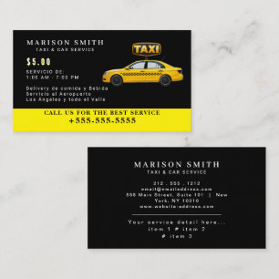 Professioneller Taxi-Service Visitenkarte