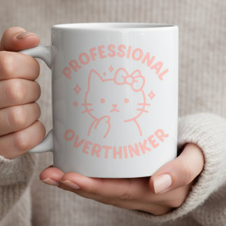 Professioneller Überdenker Lustige Katze Überdenkt Kaffeetasse