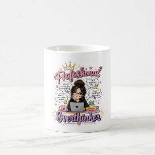 Professioneller Überdenker lustiges Zitat weiß Kaffeetasse