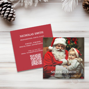 Professioneller Weihnachtsmann-Foto-QR-Code Quadratische Visitenkarte