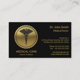 Professionelles 3D-Gold-Caduceus-Emblem Medizin Visitenkarte