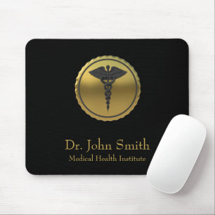 Professionelles 3D-Gold-Kaduzäus-Medizin-Emblem Mousepad