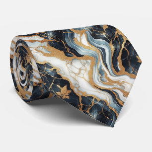 Professionelles Blau, Weiß und Gold Marmor Krawatte