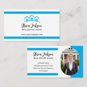 Professionelles Blaues Immobilienmakler-Foto Visitenkarte