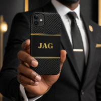 Professionelles Carbon Schwarz & Gold Monogramm
