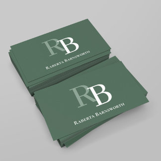Professionelles Elegantes Grünes Monogramm QR-Code Visitenkarte