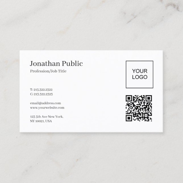 Professionelles elegantes QR-Code-Upload Firmenlog Visitenkarte (Vorderseite)