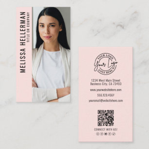Professionelles Foto-Logo Vertikal Pink Visitenkarte