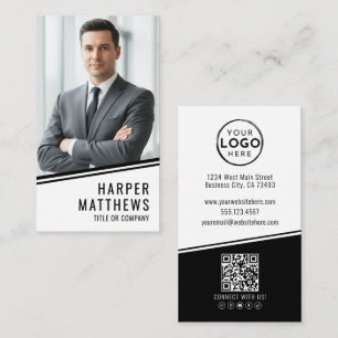 Professionelles Foto QR-Code Firmenlogo Vertikal Visitenkarte