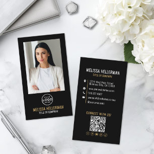 Professionelles Foto QR-Code Firmenlogo Vertikal Visitenkarte