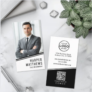 Professionelles Foto QR-Code Firmenlogo Vertikal Visitenkarte