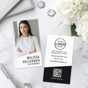 Professionelles Foto QR-Code Firmenlogo Vertikal Visitenkarte
