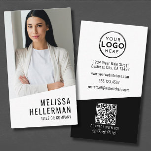 Professionelles Foto QR-Code Firmenlogo Vertikal Visitenkarte