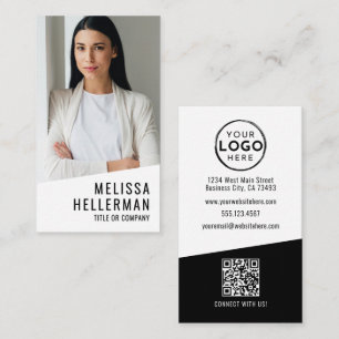Professionelles Foto QR-Code Firmenlogo Vertikal Visitenkarte