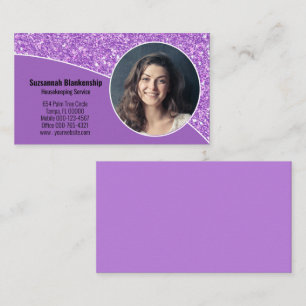 Professionelles Geschäfts-Foto Lila Faux Glitter Visitenkarte