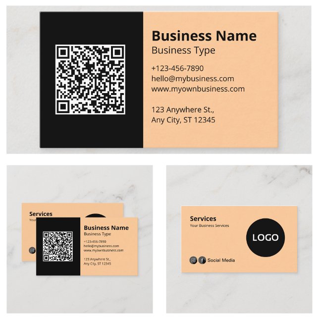 Professionelles Geschäftsinformations-Logo QR-Code Visitenkarte (Professional Business Information Logo QR Code Business Cards)