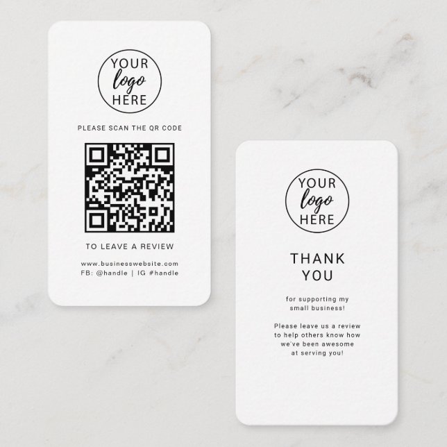 Professionelles Geschäftslogo QR-Code-Review Visitenkarte (Vorne/Hinten)