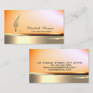Professionelles Gold Glitter Feder Notar Orange Visitenkarte