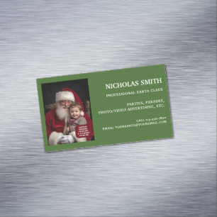 Professionelles grünes Weihnachtsmann-Foto Magnetische Visitenkarte