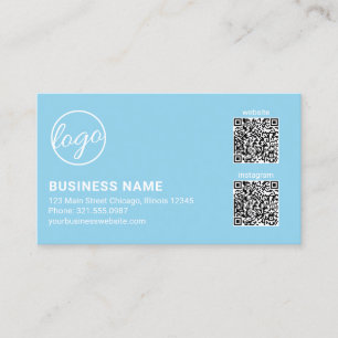 Professionelles Himmelblau-Logo QR-Code Modern Visitenkarte