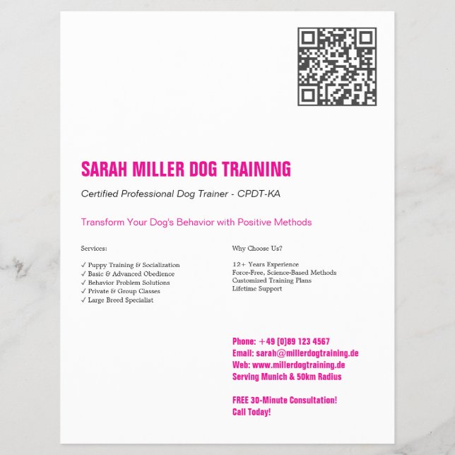 Professionelles Hundetrainer-Flyer Great Dane  Flyer (Hinten)
