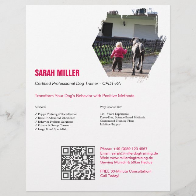 Professionelles Hundetrainer-Flyer Great Dane  Flyer (Hinten)
