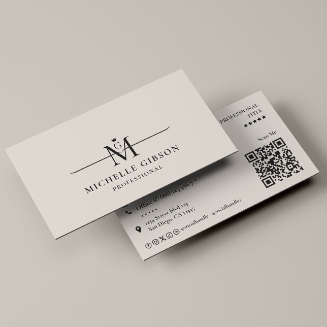 Professionelles initiales Kronenmonogramm Sand Mar Visitenkarte (Professional Initial Crown Monogram Sand Marketing Business Card
)