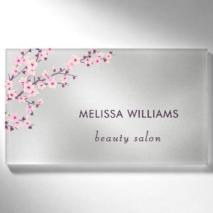 Professionelles Kirschblüten-Rosa Silber Namenschild