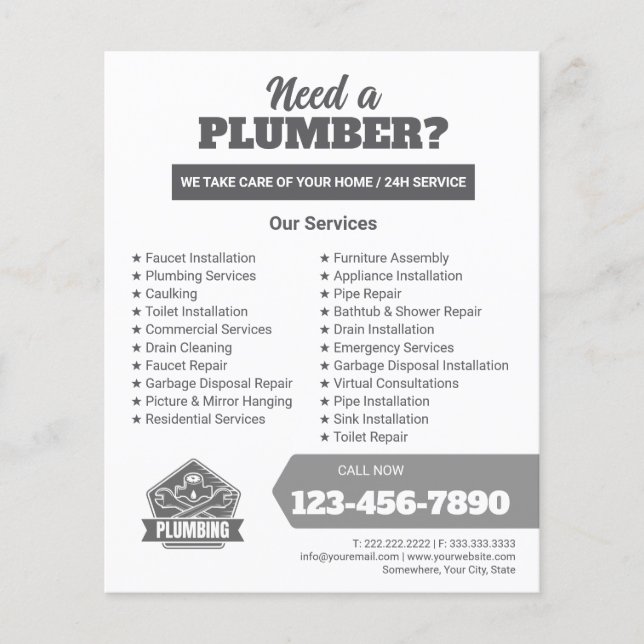 Professionelles Klempner-Service-Geschäftslogo Flyer (Vorne)