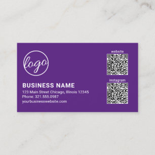 Professionelles lila Logo QR-Code Modern Visitenkarte